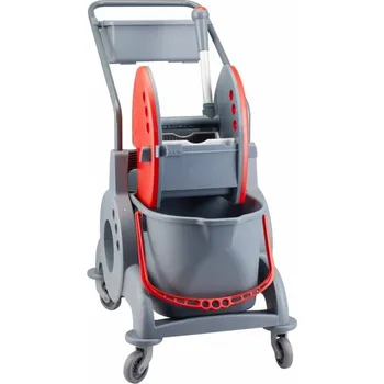 Úklidový vozík Merida Úklidový vozík MERIDA dvoukbelíkový 2x15L + box 8l, červený ždímač mopu
