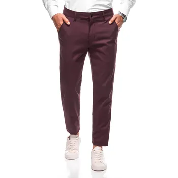 Pánské oblečení Edoti Pánské EDOTI Pánské chino kalhoty, tmavě červená Červená 30/32 (2770773)