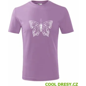 Dětské tričko s motýlem - Barva: fialová, Velikost 6let