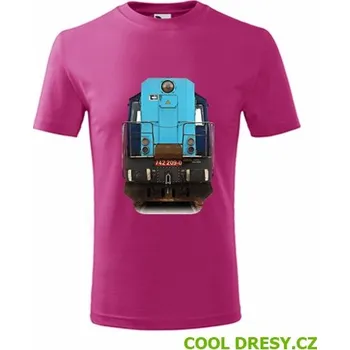 Chlapecké oblečení Dětské tričko s lokomotivou Kocour 742.209 - Barva: purpurová, Velikost 10let