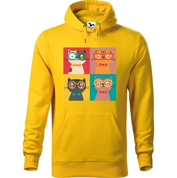 Pánská mikina DOBRÝ TRIKO Pánská mikina s potiskem Čtyři kočky Velikost pánské mikiny: XL, Barva: Žlutá