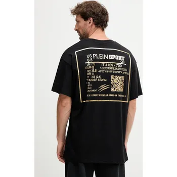 Bavlněné tričko PLEIN SPORT pánské, černá barva, s potiskem, FAEC MTK8362 STE001N FAEC.MTK8362.STE001N 99A, vel. XL