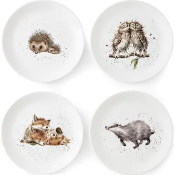 Talíř Wrendale set 4ks porcelánových talířů dezertních Woodland liška&ježek&jezevec&sova 21cm