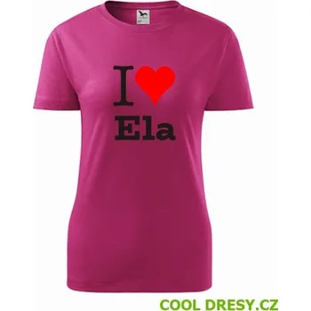 Dámské tričko Dámské tričko I love Ela - Barva: purpurová, Velikost XL