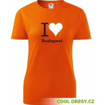 Dámské tričko I love Budapest - Barva: oranžová, Velikost M