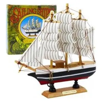 Dřevěná hračka Model kolekcjonerski Statek Żaglowiec czarno-biały