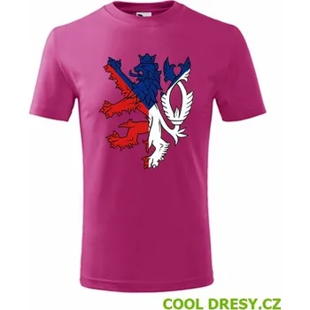 Dětské tričko s českým lvem - Barva: purpurová, Velikost 10let