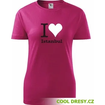 Dámské oblečení Dámské tričko I love Istanbul - Barva: purpurová, Velikost M