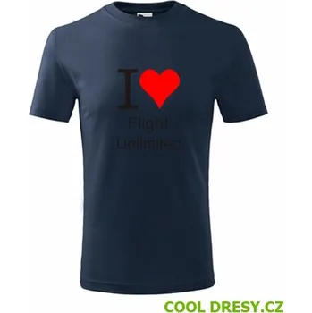 Chlapecké oblečení Dětské tričko I love Flight Unlimited - Barva: námořní modrá, Velikost 8let
