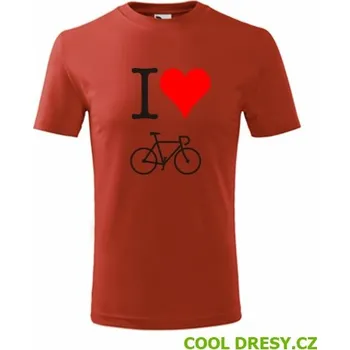 Dětské tričko I love kolo - Barva: červená, Velikost 8let