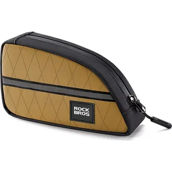 batoh na kolo Rockbros trojúhelníková brašna na rám kola 0,8 l – hnědá (Trojúhelníková rámová brašna Rockbros 0,8 l – hnědá, kompaktní, rozšiřitelná, stylová)