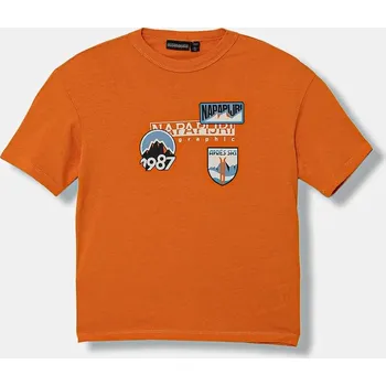 Chlapecké tričko Dětské bavlněné tričko Napapijri S-PRIMIERO oranžová barva, s potiskem, NP0A88ZYA681 NP0A88ZYA681.98.128 22X, vel. 122-128