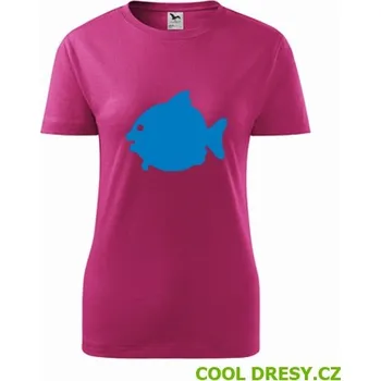 Dámské oblečení Dámské tričko s rybou - Barva: purpurová, Velikost M