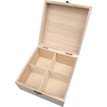 Dřevěná krabička na čaj k dekorování pryskyřicí Velikost: 4 komory