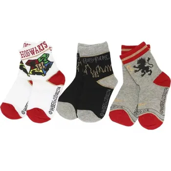 SunCity Ponožky dětské klasické, 3 ks, Nebelvír červené, Harry Potter Velikost: 23-26