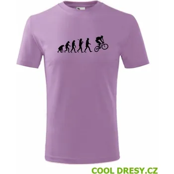 Dětské tričko Evoluce cyklista - Barva: fialová, Velikost 4roky
