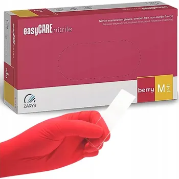 Vyšetřovací rukavice Rukavice nitrilové easyCare BERRY, 100 ks, malinová, nepudrované Rozměr: M