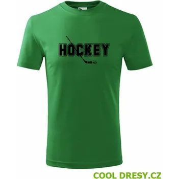 Chlapecké tričko Dětské tričko s nápisem Hockey - Barva: střední zelená, Velikost 10let