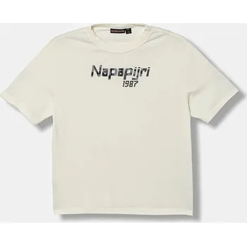 Chlapecké tričko Dětské bavlněné tričko Napapijri S-PRIMIERO béžová barva, s potiskem, NP0A88ZY2061 NP0A88ZY2061.98.128 01X, vel. 122-128