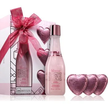 Sprchový gel IDC INSTITUTE Scented Bath Rose Bubble Bath Set pěna do koupele 150 ml + koupelová bomba 3x30 g
