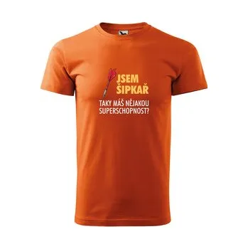 Pánská móda Tričko s potiskem Jsem šipkař, taky máš nějakou superschopnost?: oranžové M