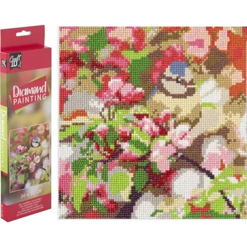 Diamantové malování GRAFIX Diamantové malování Sýkorka na větvi 30 x 30 cm