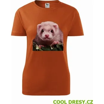 Dámské tričko s fretkou - Barva: oranžová, Velikost M