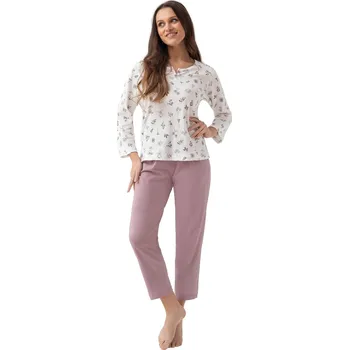 Dámské pyžamo Dámské pyžamo LUNA 317 ecru-cacao XL 0