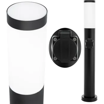 Dekorativní svítidlo Masterled Venkovní zahradní lampa E27 BLACK PILLAR 65cm s 230V zásuvkou