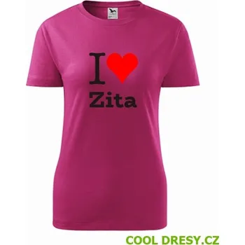 Dámské tričko Dámské tričko I love Zita - Barva: purpurová, Velikost S