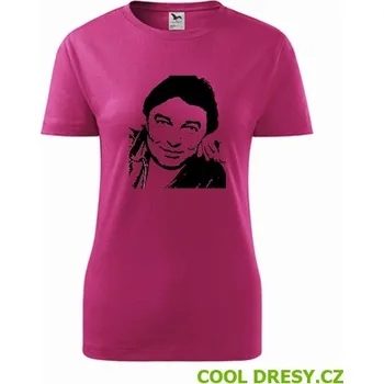 Dámské tričko Dámské tričko Karel Gott - Barva: purpurová, Velikost S