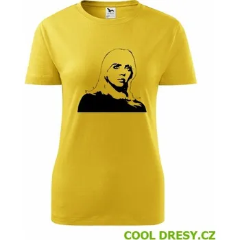 Dámské tričko Billie Eilish - Barva: žlutá, Velikost XL