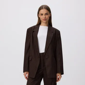 Dámské sako Reserved - Sako s pruhy z viskózou - tmavě hnědá - 392FM-89M - 392FM-89M-XS