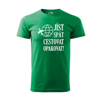 Pánská móda Tričko s potiskem Jíst, spát, cestovat: zelené 3XL