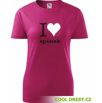 Dámské oblečení Dámské tričko I love spánek - Barva: purpurová, Velikost XL