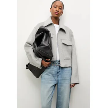 Dámský kabát Vlněný kabát Answear.LAB WA25-KPD011 šedá 09X, vel. L