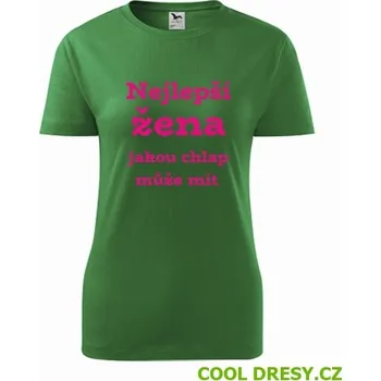 Dámské tričko Dámské tričko Nejlepší žena jakou chlap může mít - Barva: střední zelená, Velikost L