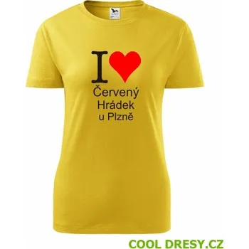 Dámské tričko I love Červený Hrádek u Plzně - Barva: žlutá, Velikost M