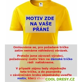 Dámské tričko s motivem na přání - Barva: žlutá, Velikost XL