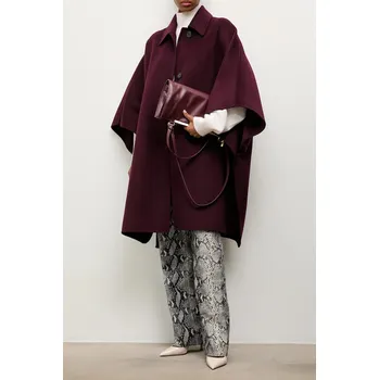 Dámský kabát Vlněný kabát Answear.LAB vínová barva WA25-KPD008 83X, vel. S