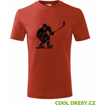 Dětské tričko s hokejistou - Barva: červená, Velikost 8let