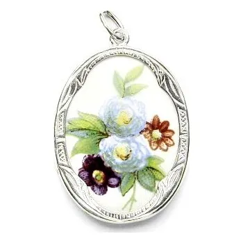 Šperk Stříbrný přívěsek, medailonek s květy - P 158 K-3 (Stříbrný medailon)