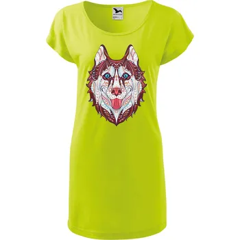 Dámské tričko DOBRÝ TRIKO Dámské tričko/šaty Hlava vlka Velikost: S, Barva: Limetková