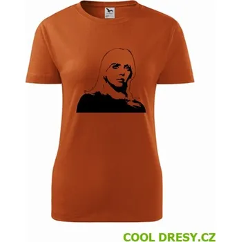 Dámské tričko Billie Eilish - Barva: oranžová, Velikost L