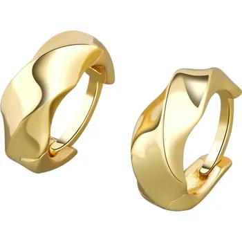 Náušnice Pozlacené stříbrné náušnice kruhy s vlněním - Meucci SYE147