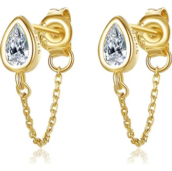 Náušnice Pozlacené stříbrné náušnice kapky se zirkony - Meucci SYE149