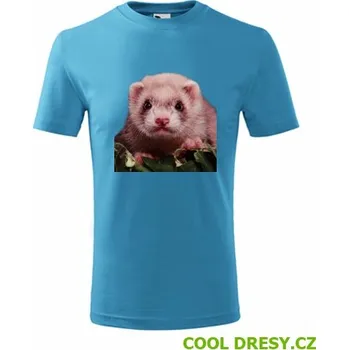 Dětské tričko s fretkou - Barva: tyrkysová, Velikost 10let