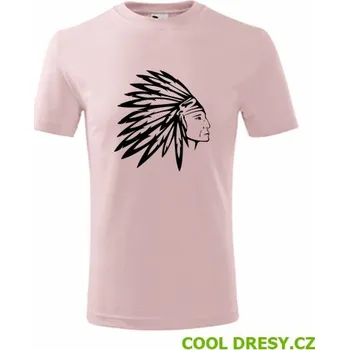 Dětské tričko indián - Barva: růžová, Velikost 8let