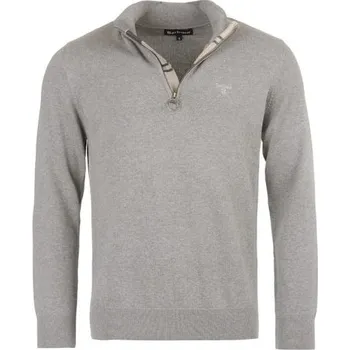 Pánské oblečení Barbour Pima Cotton Half Zip Sweater — Grey Marl