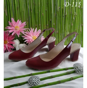 Dámské lodičky Kožené lodičky na širokém podpatku - BORDO Velikost obuvi: 34